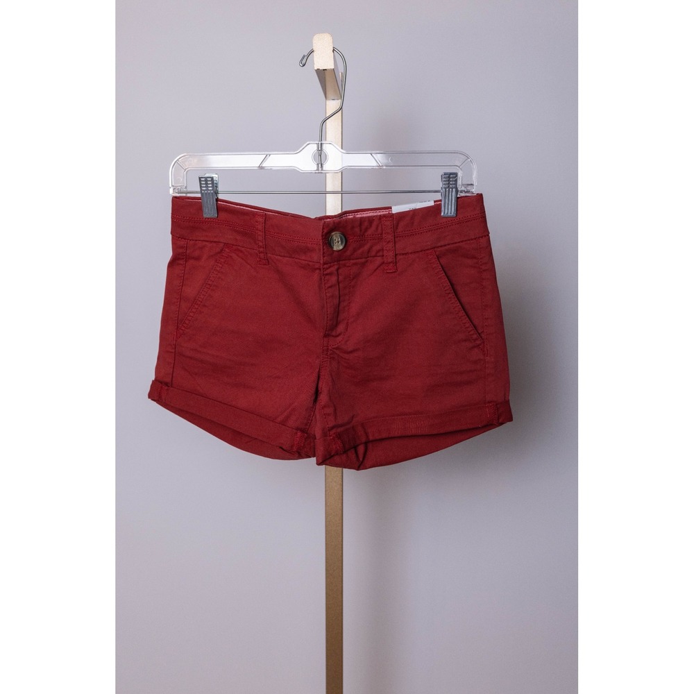 American Eagle Midi Chino Shorts Red Stretch Low Rise Women's Size 2 NWT